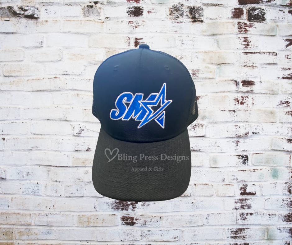 A SMA Embroidered Logo Hat, featuring a high-quality embroidered SMA logo on a breathable, comfortable fabric. Designed with an adjustable strap for a perfect fit, ideal for everyday wear and showcasing team spirit.