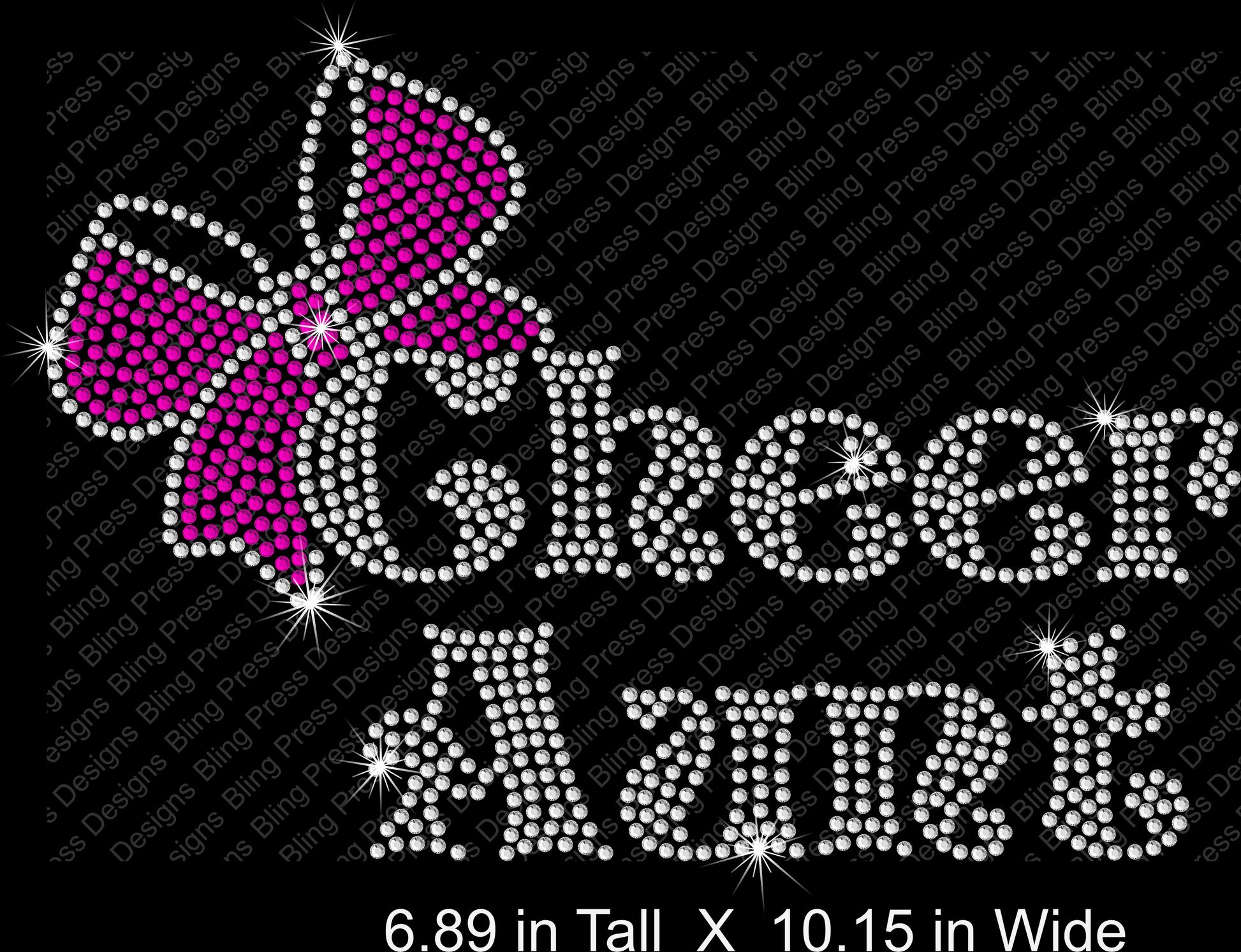 "Cheer Aunt" rhinestone mockup with sparkling lettering and a hot pink rhinestone cheer bow.
