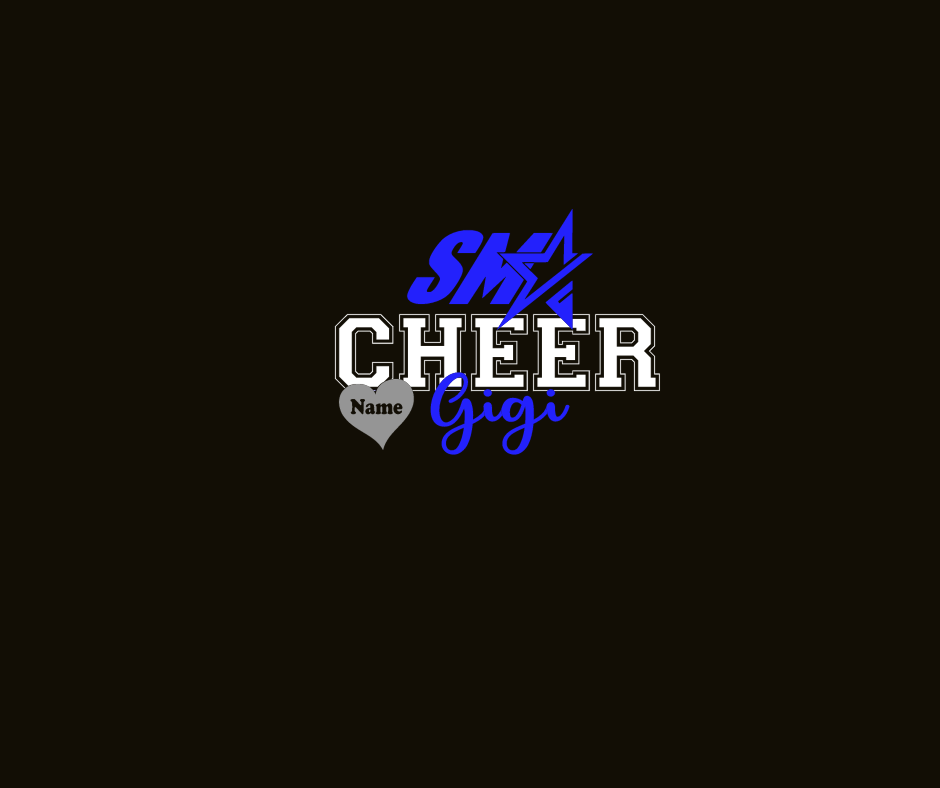 A  "Cheer Gigi" tee with a bold glitter vinyl design mockup