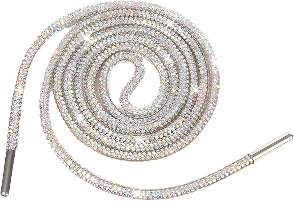 A crystal AB sparkling bling hoodie cord featuring rhinestone-studded details, designed to replace standard drawstrings for a stylish and eye-catching upgrade.