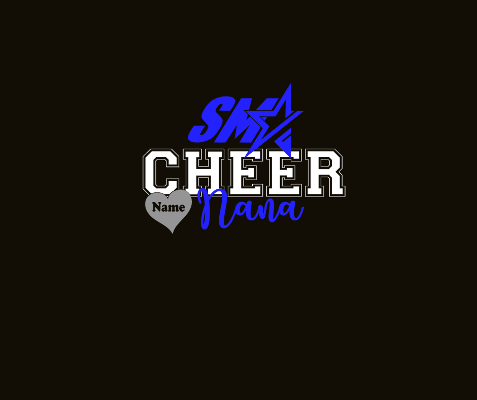 A  "Cheer Nana" tee with a bold glitter vinyl design mockup