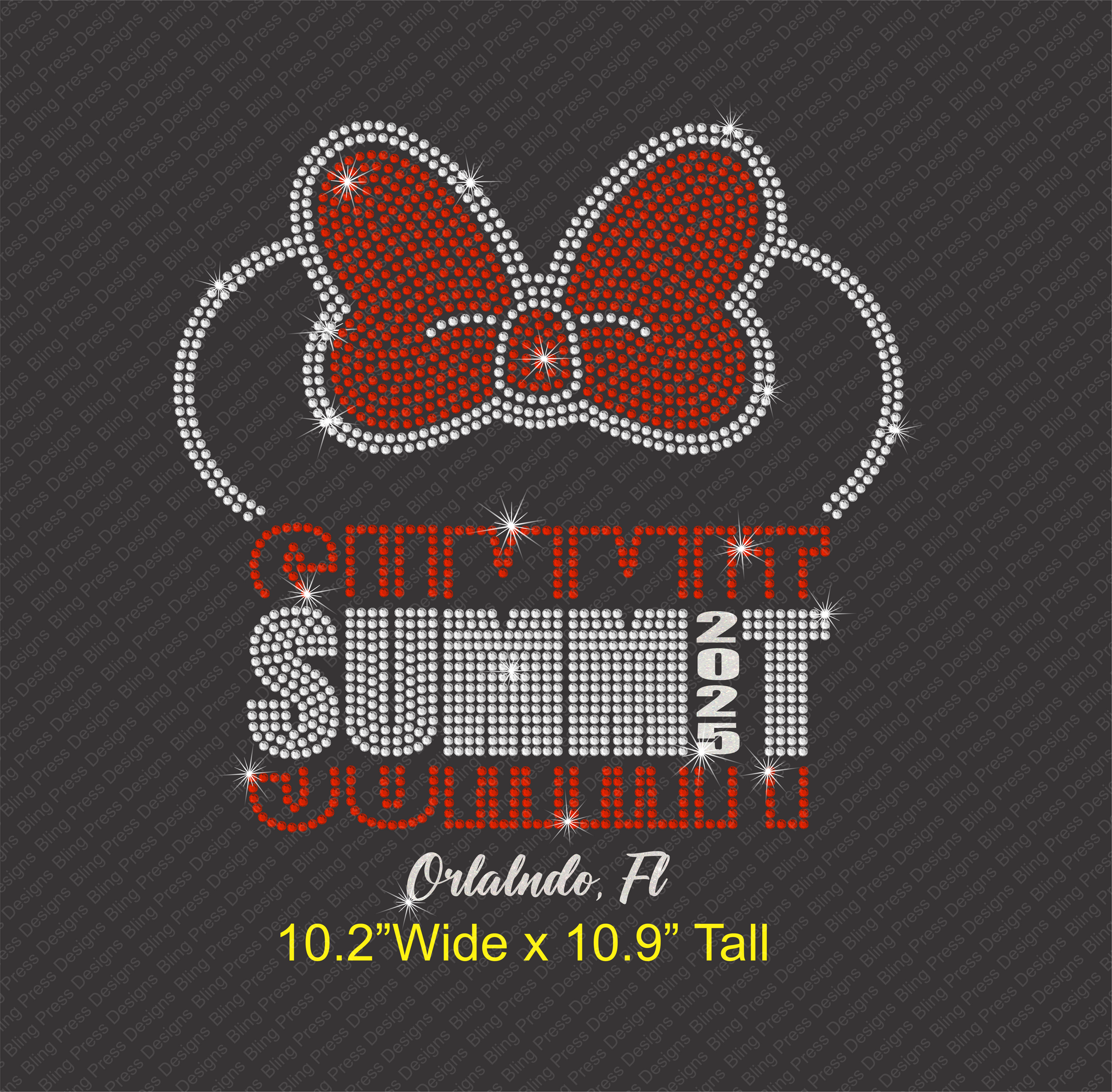 Summit design specifations  featuring a sparkling rhinestone minnie ears with bow