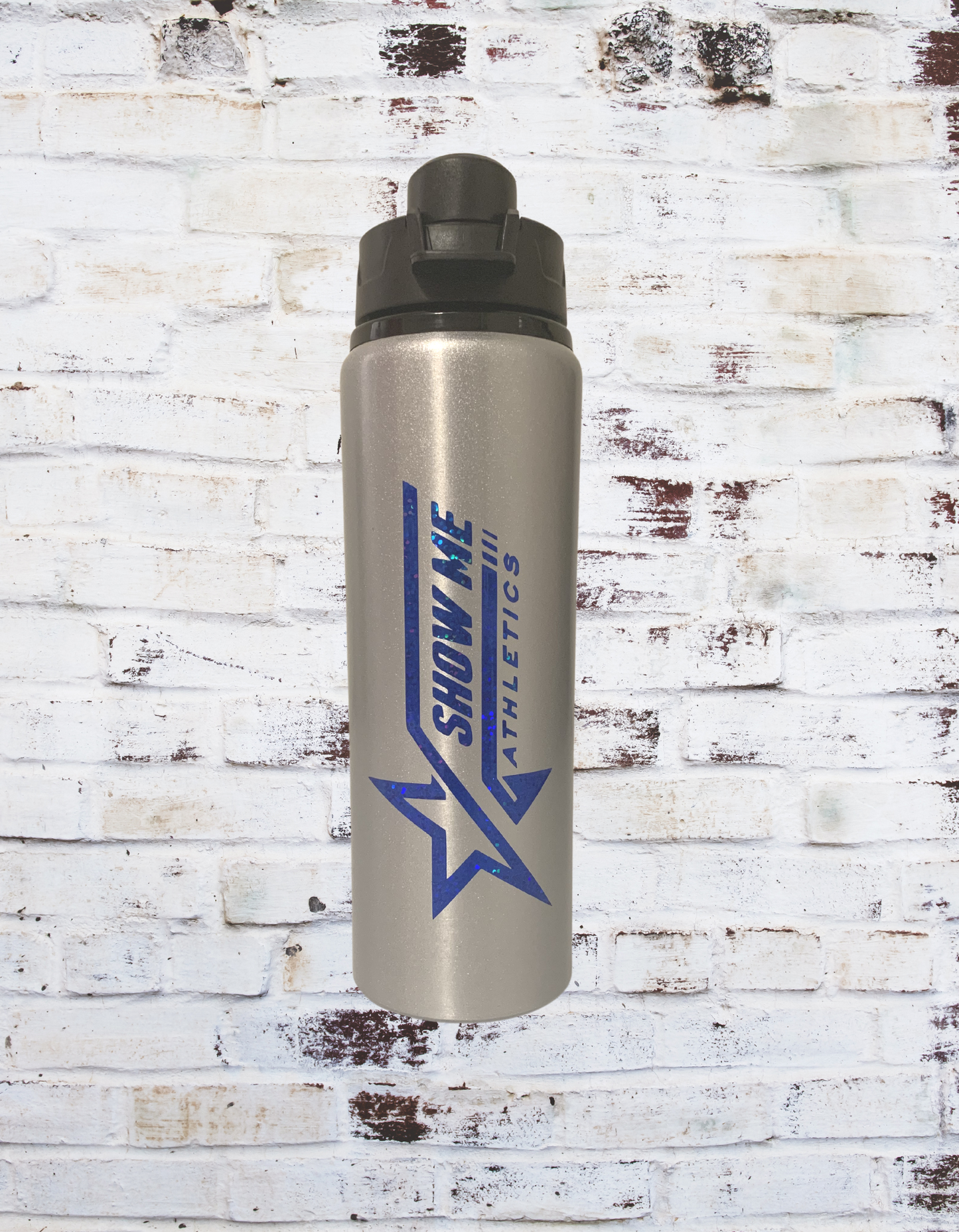 A 27oz Single Walled Stainless Steel Water Bottle featuring the Show Me logo, designed for durability and style. Perfect for keeping drinks at the ri