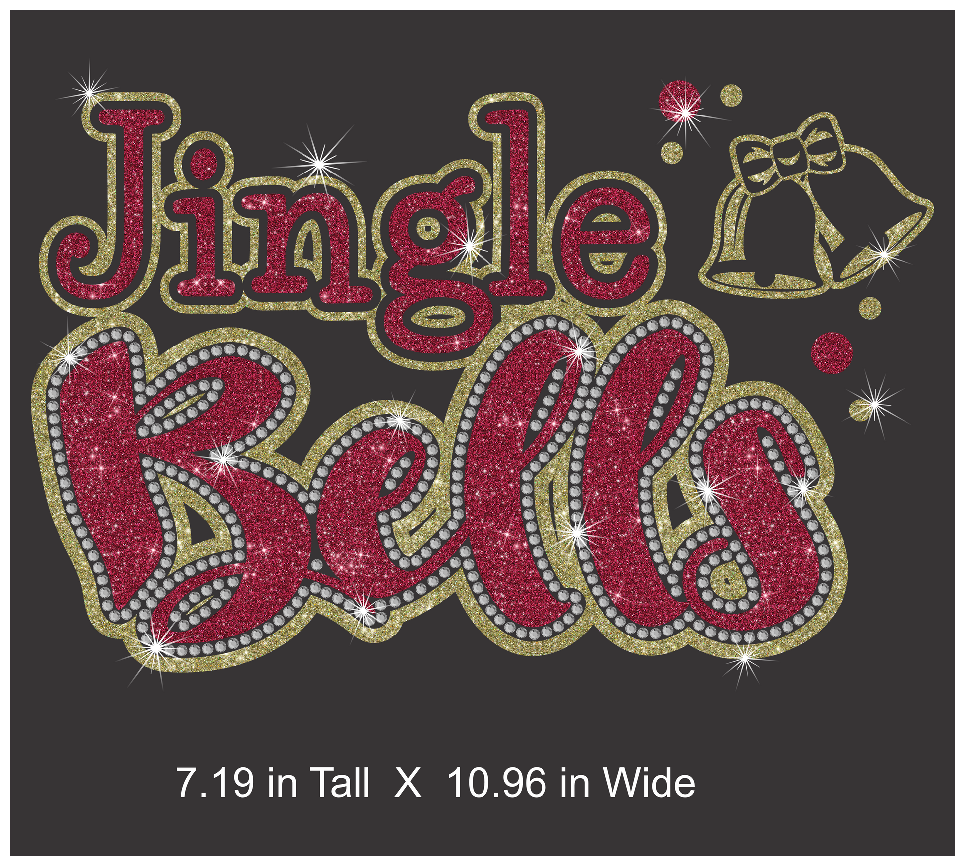 Decorative text 'Jingle Bells' with red and gold colors on a black background.