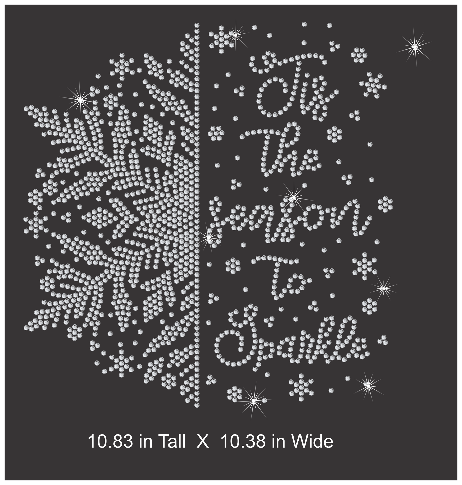Decorative design with 'It's the Season to Sparkle' text and rhinestone pattern on a black background
