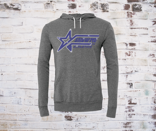 Hoodie featuring a rhinestone ShowMe Athletics logo on the front.