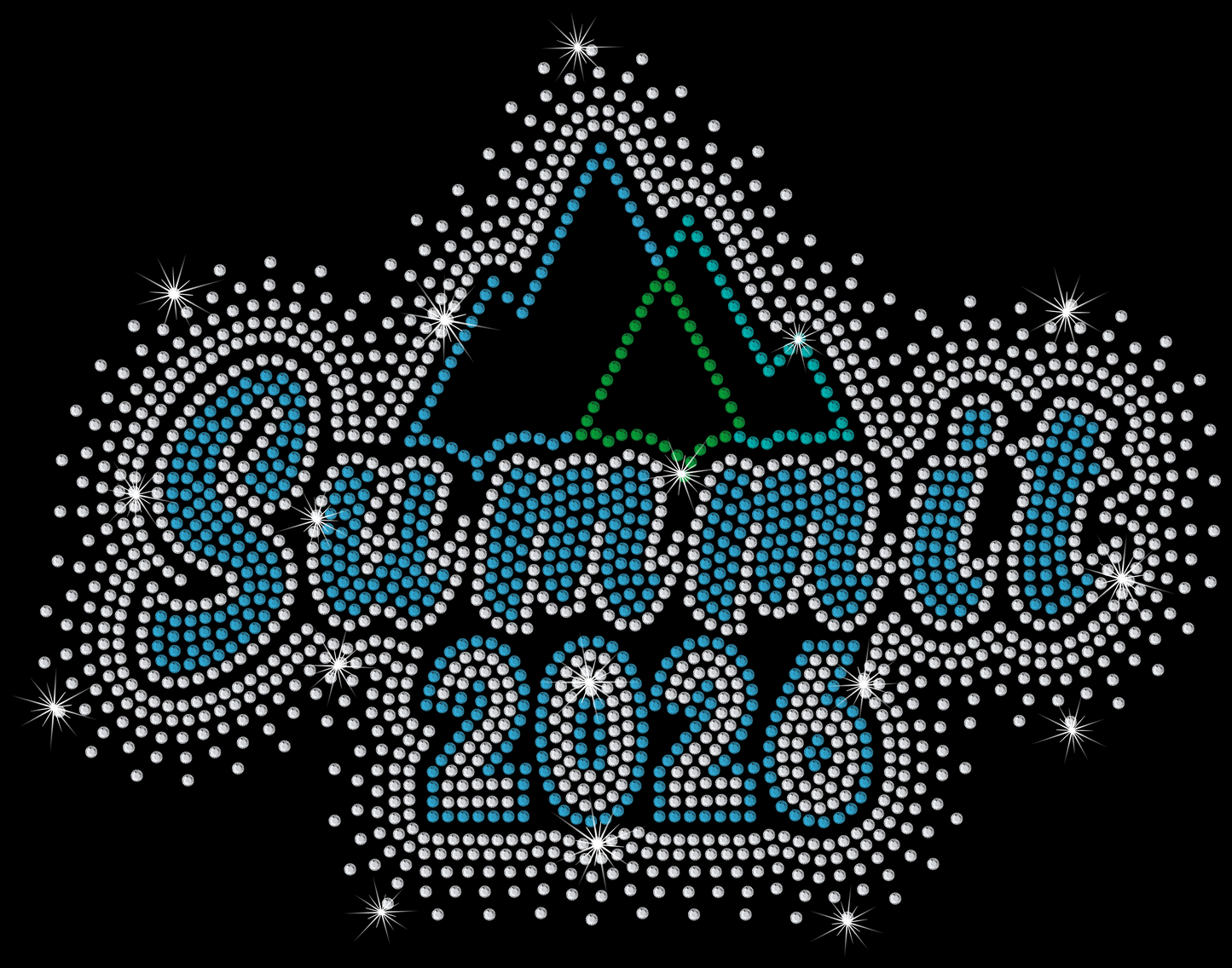 Decorative design with 'Swimtech 2026' text and triangle logo on a black background