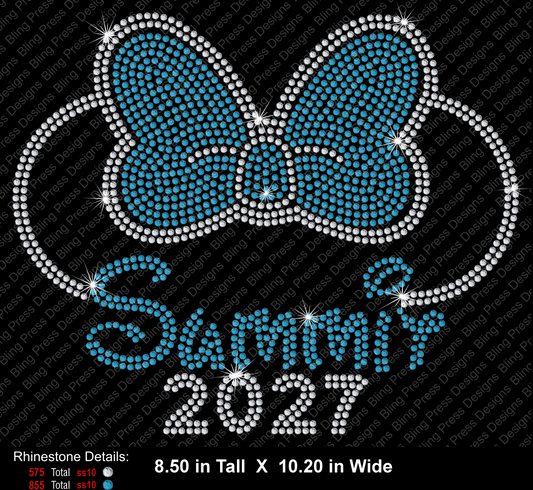 Summit Mouse w Bow- RHINESTONE TRANSFER