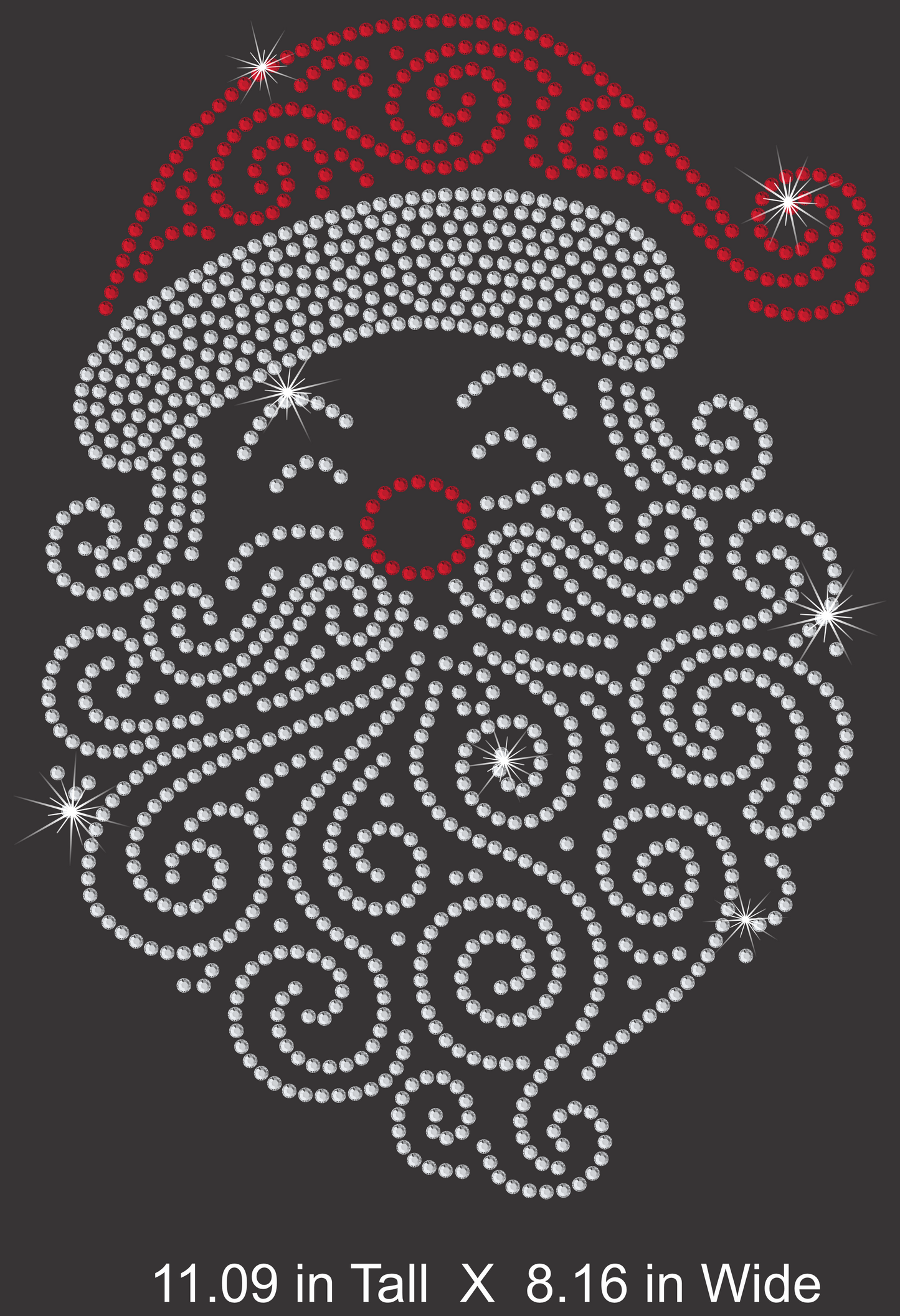 Decorative Santa Claus face with rhinestones on a black background