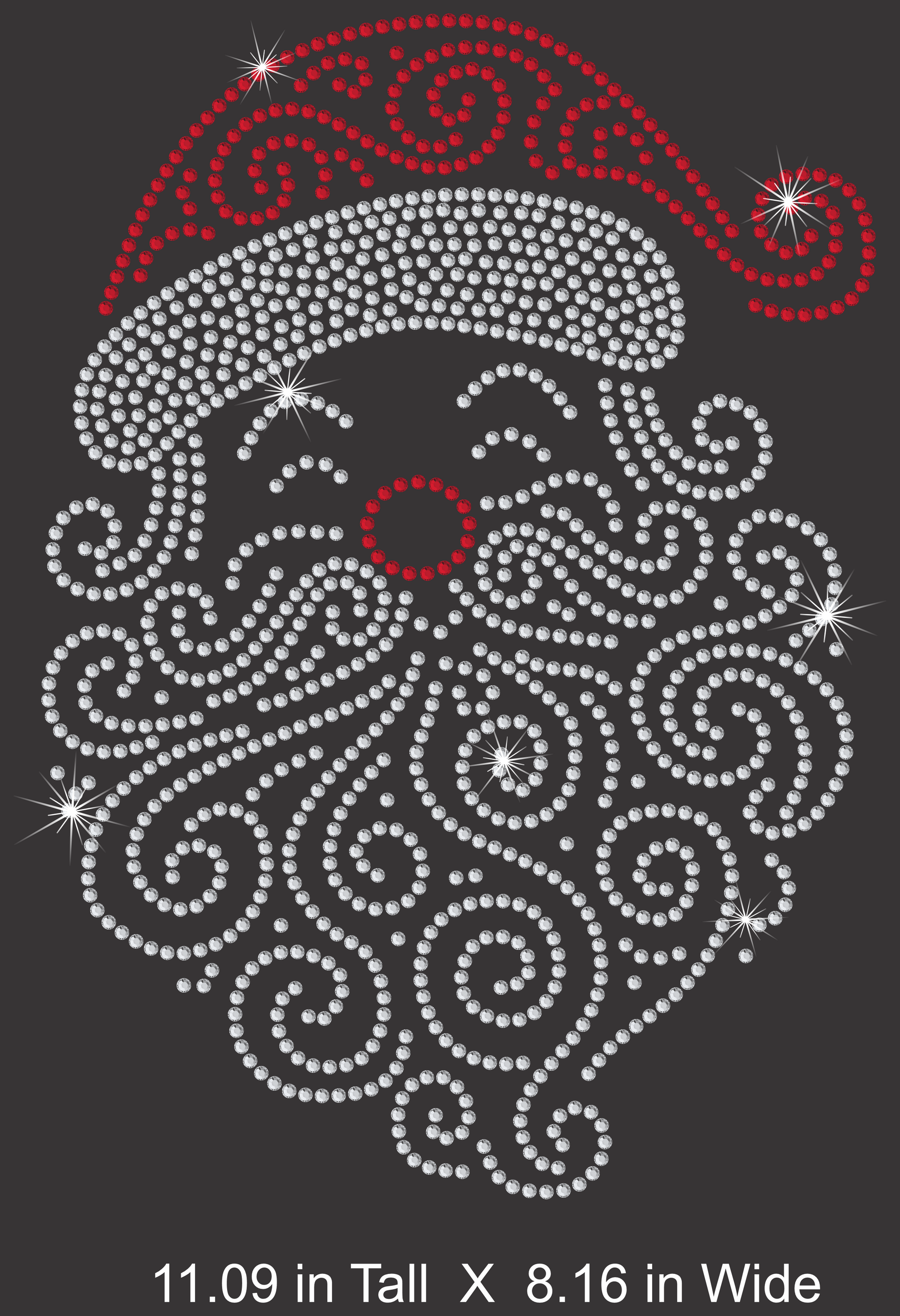 Decorative Santa Claus face with rhinestones on a black background
