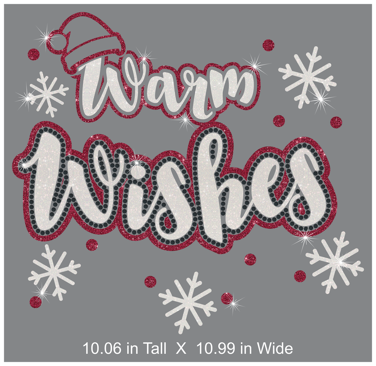 Decorative text 'Warm Wishes' with festive elements on a gray background