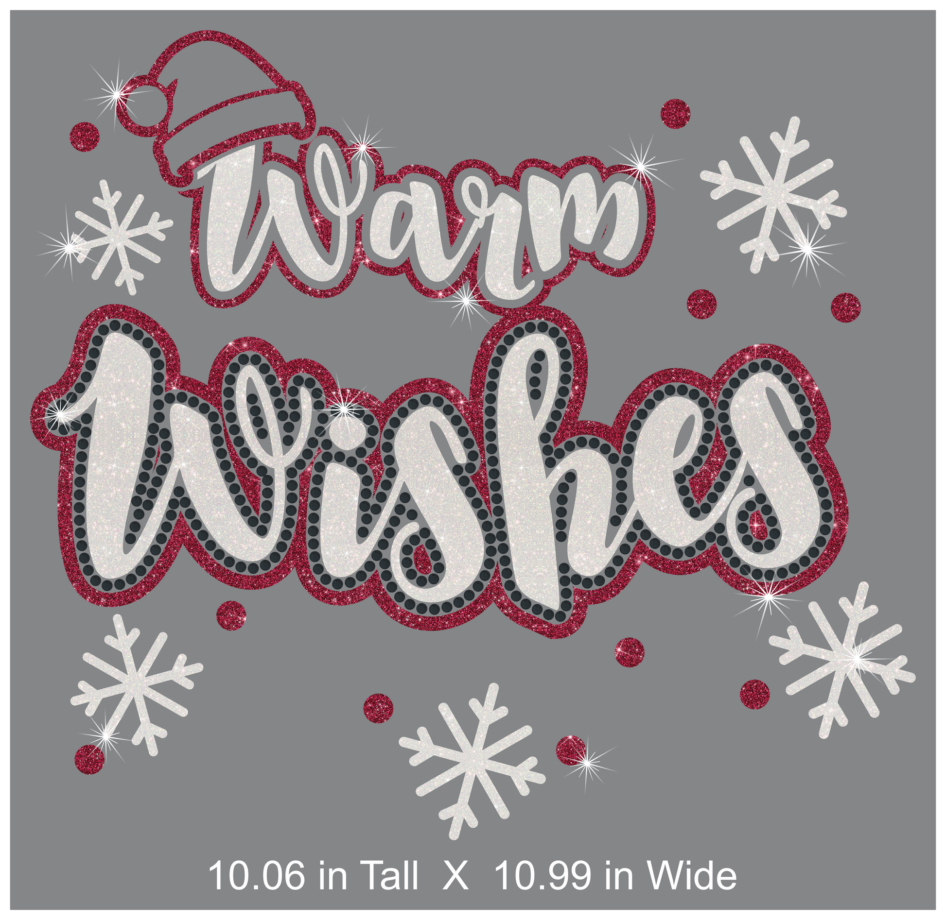 Decorative text 'Warm Wishes' with festive elements on a gray background