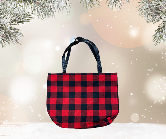 Buffalo Plaid Fleece Zippered Tote